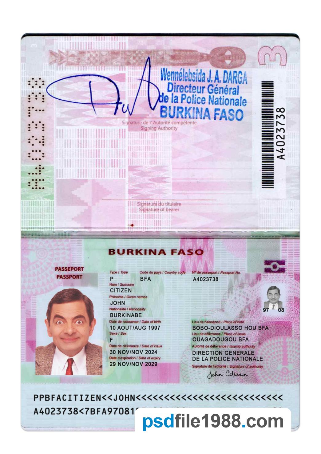 Burkina Faso Passport 2024-Present